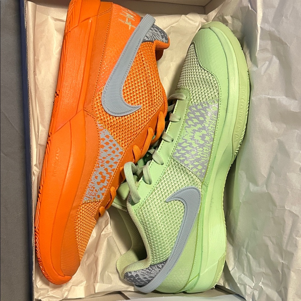 Nike Dual-Tone Orange and Mint Sneakers ja morant